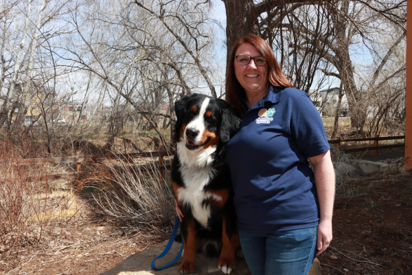 Cathy and her service dog Justice